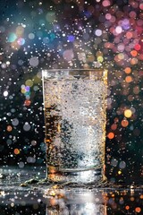 Aufkleber - A simple glass of water on a table. Suitable for various concepts