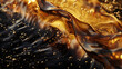 An amazing liquid background made from dripping golden and black liquids blending together