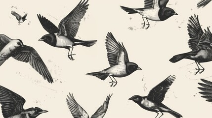 Poster - A flock of birds flying through the air. Suitable for nature and wildlife concepts