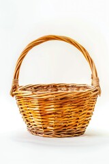 Poster - A simple wicker basket on a plain white background. Perfect for product displays