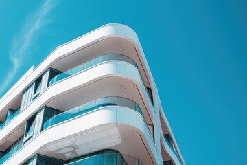 Poster - A tall white building with numerous windows and balconies. Suitable for architectural concepts