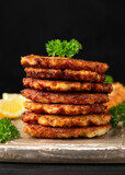 Fototapeta Mapy - Chicken potato fritters, pancakes with parsley