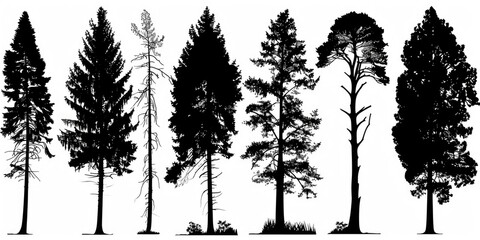 Aufkleber - Silhouetted trees against a white background, suitable for nature or minimalist design concepts