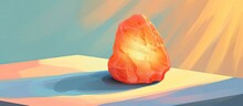A Vibrant Orange Rock Rests Atop A Table, Resembling A Unique Piece Of Produce Or Ingredient, Perfect For A Macro Photography Session