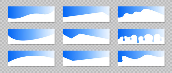 set of abstract design blue separator header and border for website and app. divider shapes top and 