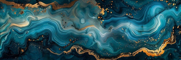 Poster - Swirls of gold and blue intermingle in a mesmerizing dance of light and shadow, evoking a sense of endless movement and tranquility