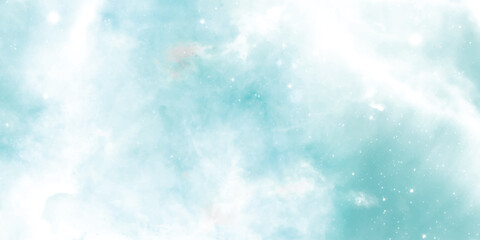 Wall Mural - Abstract background with space. Blue and white watercolor background. Background with space stars.