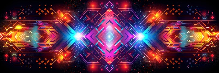 Aufkleber - Colorful rays of light intermingle in a mesmerizing swirl, creating a vibrant abstract background with bright lights shining in various hues and intensities