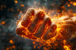 Detailed 3D flames wrap around a clenched fist, the universal sign of fury brought to life