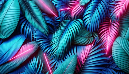 Fototapete - A close-up view revealing a mesmerizing cluster of blue and pink leaves, showcasing their delicate textures and vibrant hues