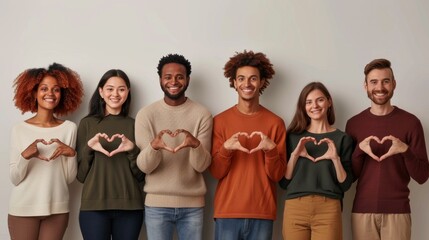 Sticker - A Group Forming Heart Gestures