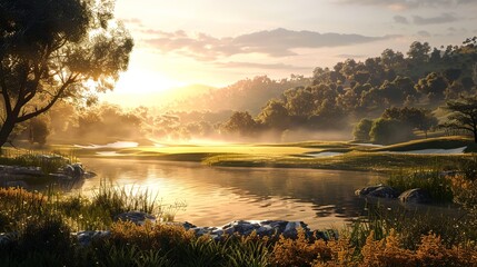 Wall Mural - a beautiful view of a golf course