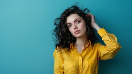 Poster - Woman in Vibrant Yellow Shirt