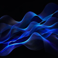 Wall Mural - Abstract blue and wave line graphic design background for presentation