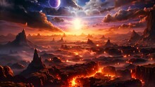 A Mesmerizing View Of A Magical Fantasy Landscape Illuminated By A Dazzling Beam Of Celestial Light, Depiction Of The Universe's Vast Expanse With Abstract Cosmic Forms, AI Generated