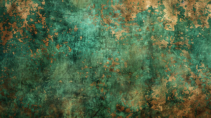  An expanse of subtle grunge texture mimicking the patina on copper, where verdigris and tarnish create a tapestry of green and brown hues. 32k, full ultra HD, high resolution