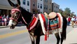 A Mule With A Festive Saddle Blanket Ready For A