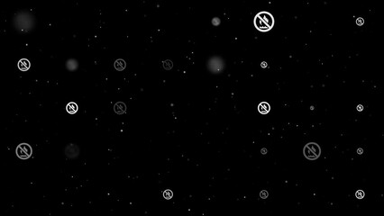 Poster - Template animation of evenly spaced no gas symbols of different sizes and opacity. Animation of transparency and size. Seamless looped 4k animation on black background with stars