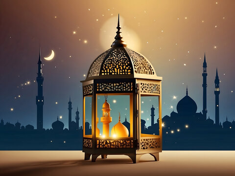 lantern and mosque Islamic, eid-mubarak, eid al-Adha, banner design, mock-up
