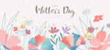 Fototapeta Tulipany - Happy Mother's Day,to the best mom in the world. Beautiful floral banner with flowers and modern grainy texture. Poster, invitation, postcard. Vector illustration