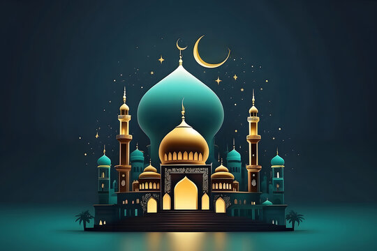 lantern and mosque Islamic, eid-mubarak, eid al-Adha, banner design, mock-up