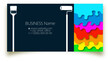 Drops drips of colored paint brush and roller, business card concept