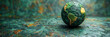 Banner dedicated to Earth Day and environmental protection with a picture of the planet. Futuristic volumetric design.