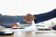 Businessmen and investors shake hands as symbol of joint venture after discussing, consulting and making contract to invest in business together. business people shaking hands as symbol of cooperation