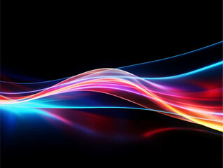 Wall Mural - abstract speed light trails effect path, fast moving neon futuristic technology background, future v