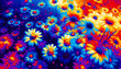 An abstract, heat-mapped interpretation of a daisy field