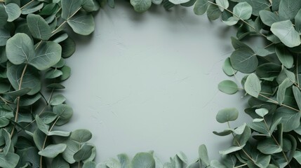 Poster - A simple and elegant wreath of green leaves on a clean white background. Perfect for various design projects