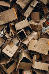 Aufkleber - A cluttered pile of cardboard boxes and various items. Suitable for inventory or storage concepts