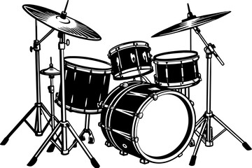 drum kit silhouette vector illustration