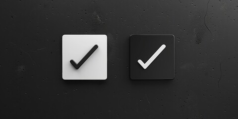 Aufkleber - A black and white sign featuring a check mark symbol. Suitable for various design projects