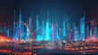 Abstract digital city. Technology city of the future.3D Rendering,