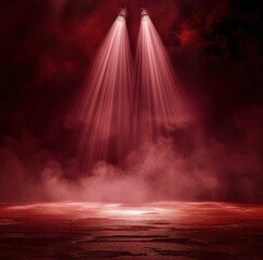 Wall Mural - Stage Spotlight with Red and Black Background, Stage Spotlight on a Stage.