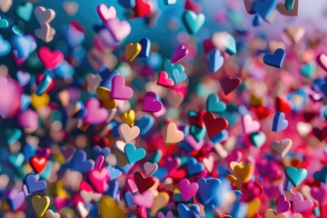 Poster - A bunch of hearts flying in the air, perfect for romantic designs