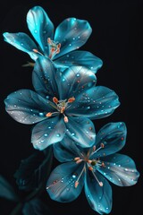 Poster - A close-up shot of a bunch of blue flowers. Ideal for botanical websites or floral backgrounds