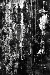 Canvas Print - A black and white photo of a wall with peeling paint. Suitable for backgrounds or texture images