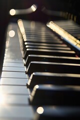 Poster - Close up view of piano keys, suitable for music and arts concepts