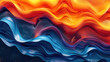 vibrant flowing waves of orange and blue colors, abstract digital art for background or wallpaper