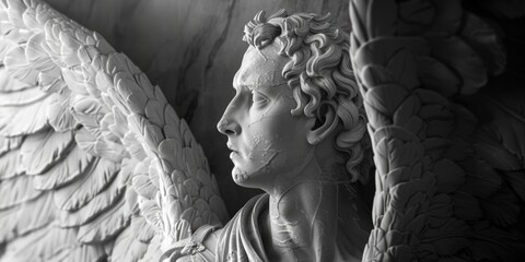 Poster - Detailed shot of an angelic statue, suitable for religious themes or memorials