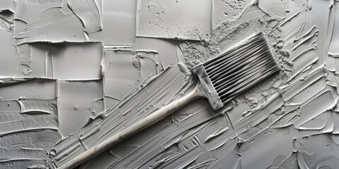 Aufkleber - A brush resting on a piece of art. Suitable for art and creativity concepts