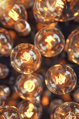Aufkleber - A collection of light bulbs on a table, perfect for illustrating creativity and innovation