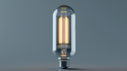 Poster - Close up of a light bulb on a gray background. Ideal for business and innovation concepts