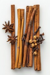 Poster - Spices arranged on a white surface, perfect for food and kitchen-related projects