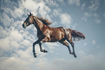 Aufkleber - A horse captured mid-air jump. Perfect for sports or animal themes
