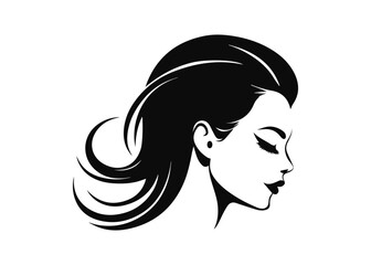 Wall Mural - Woman face and hair logo vector illustration