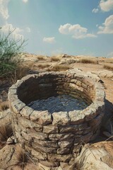 Poster - A well in the middle of the desert, ideal for travel brochures