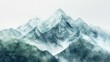 A beautiful painting of a snow-covered mountain. Ideal for winter-themed projects